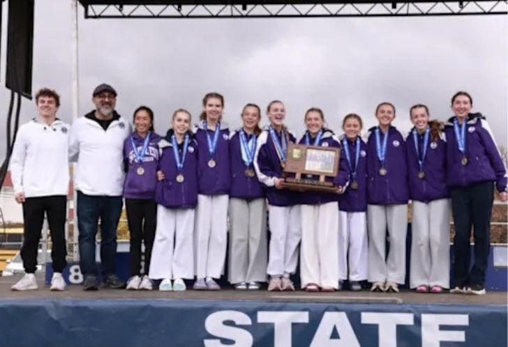 The girls cross country team at the state competition